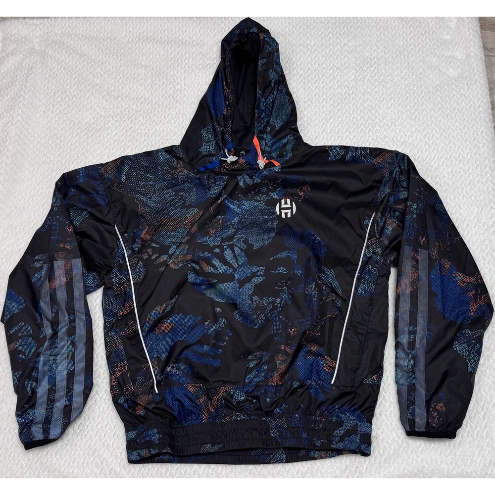 ADIDAS Black Harden Basketball NXT Hooded Pullover JACKET Mens S windbreaker
